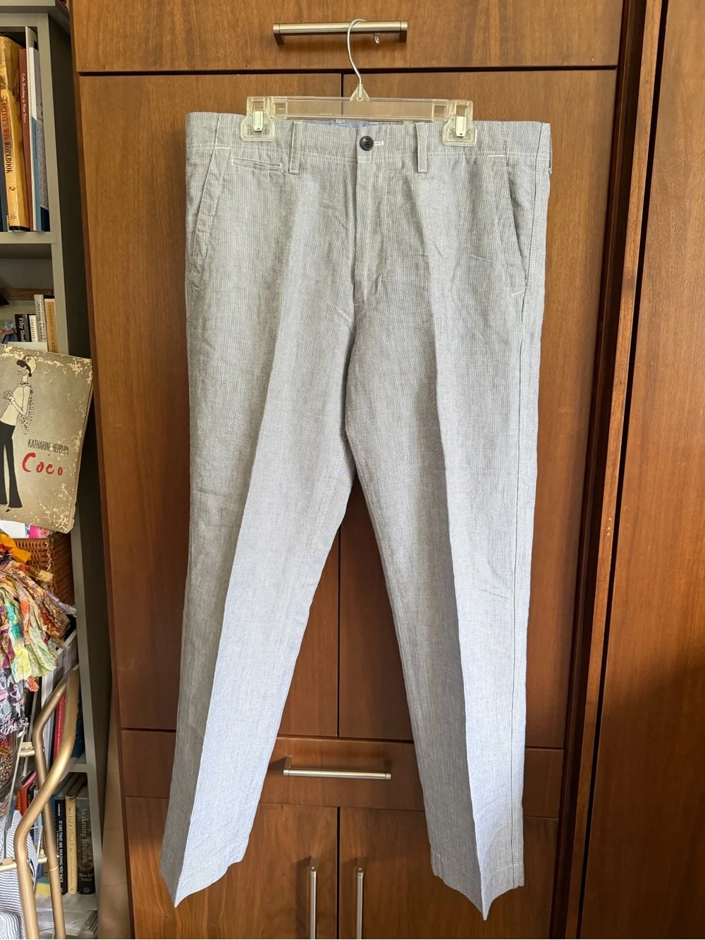 Banana Republic Light Blue Linen-Blend Straight Fit Chinos